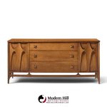 broyhill brasilia mid century walnut and brass 66 inch credenza