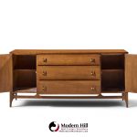 broyhill brasilia mid century walnut and brass 66 inch credenza