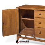 broyhill brasilia mid century walnut and brass 66 inch credenza