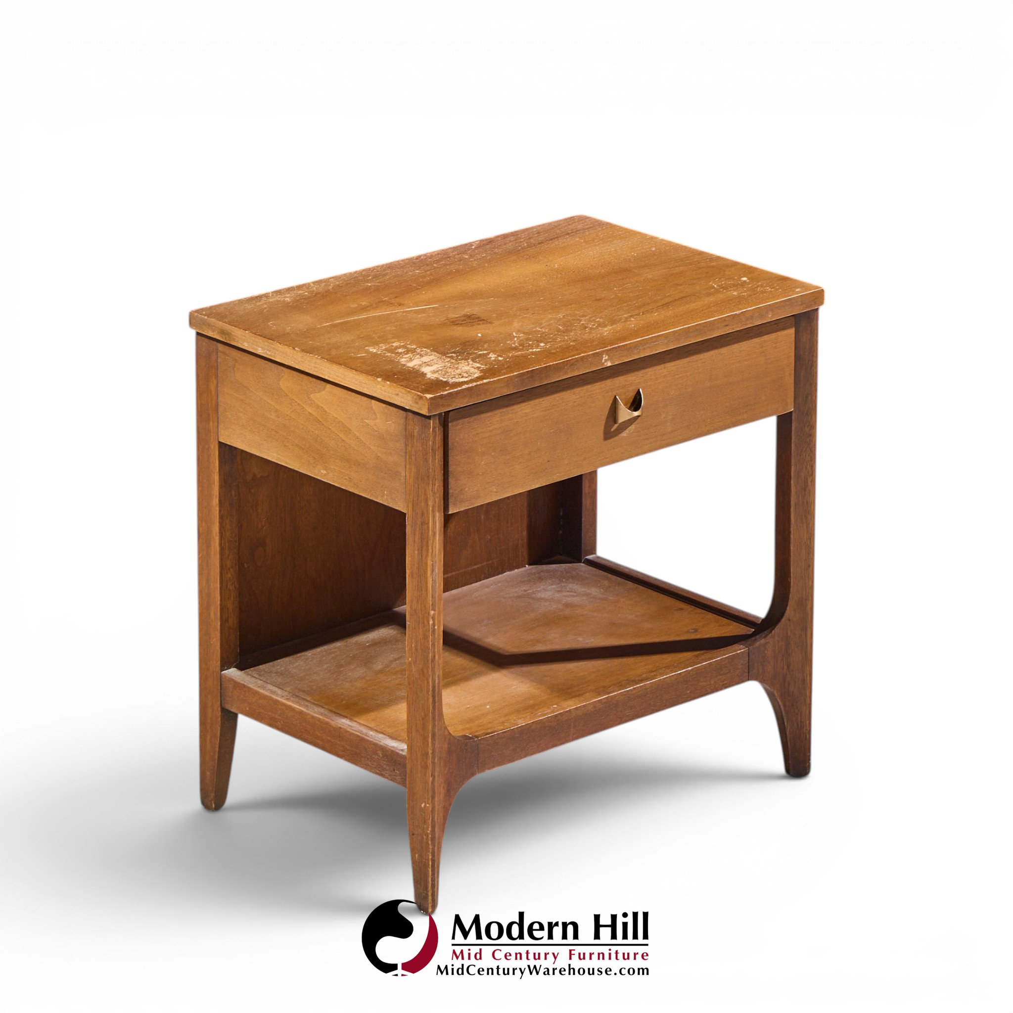 broyhill brasilia mid century walnut and brass nightstand