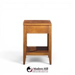 broyhill brasilia mid century walnut and brass nightstands - pair