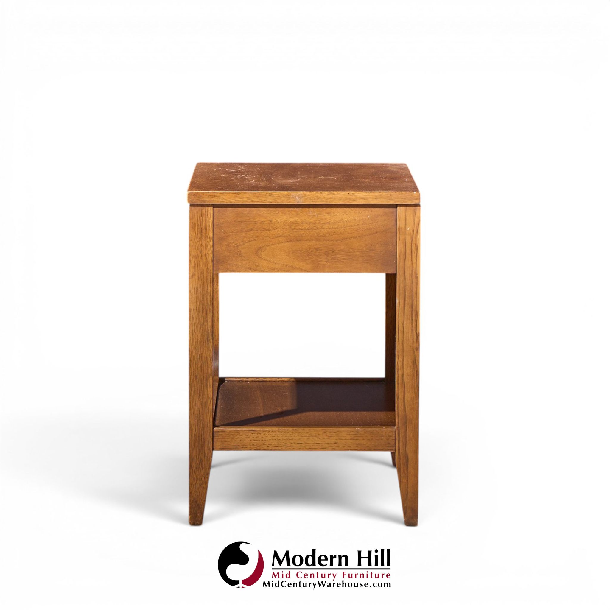 broyhill brasilia mid century walnut and brass nightstands - pair