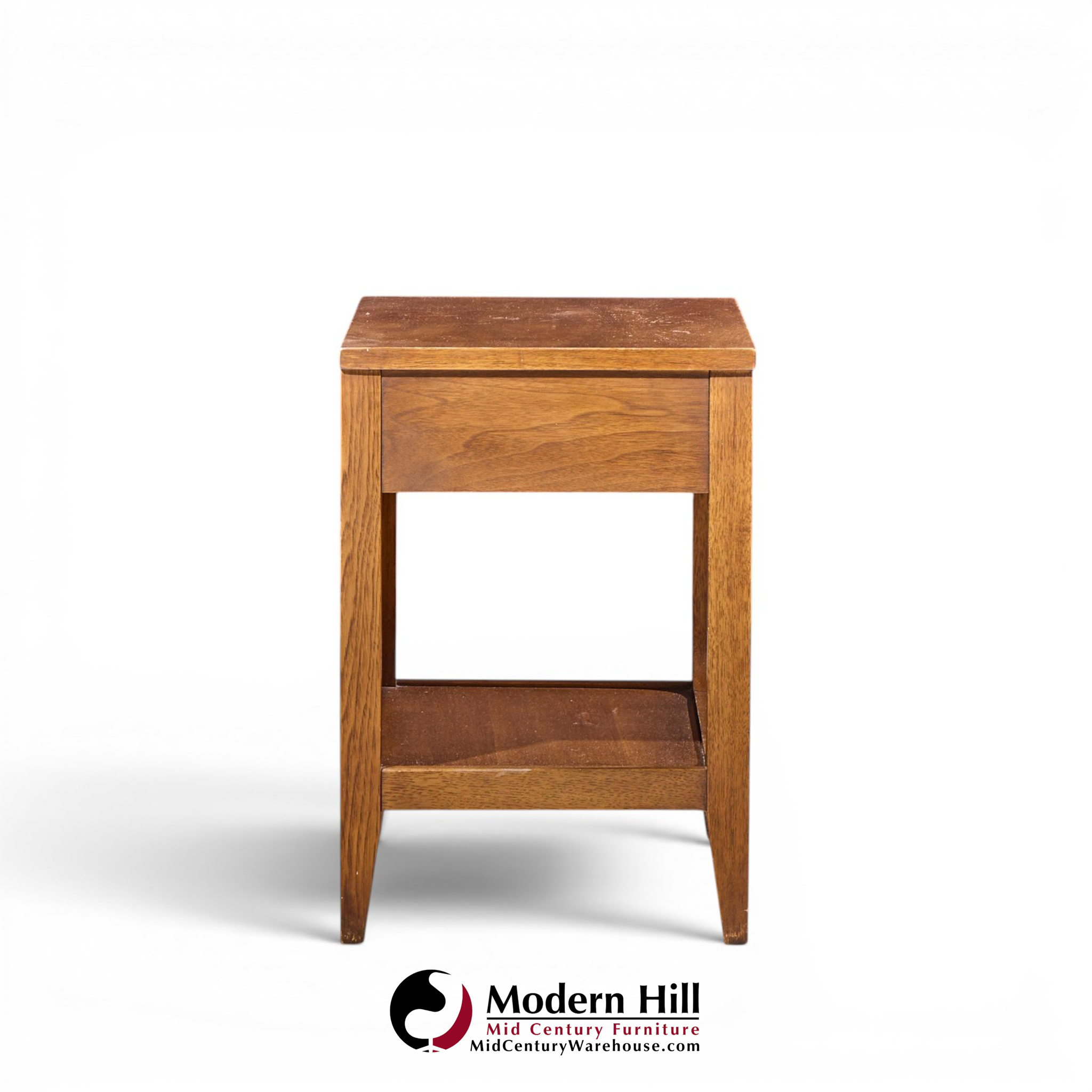 broyhill brasilia mid century walnut and brass nightstands - pair