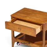 broyhill brasilia mid century walnut and brass nightstands - pair
