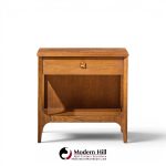 broyhill brasilia mid century walnut and brass nightstands - pair