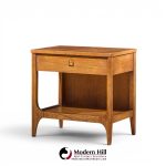 broyhill brasilia mid century walnut and brass nightstands - pair