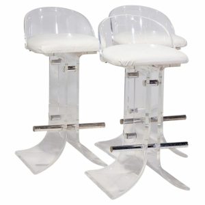 charles hollis jones for hill manufacturing mid century lucite barstools - set of 3