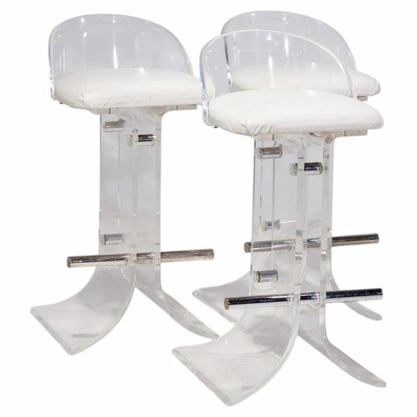 charles hollis jones for hill manufacturing mid century lucite barstools - set of 3