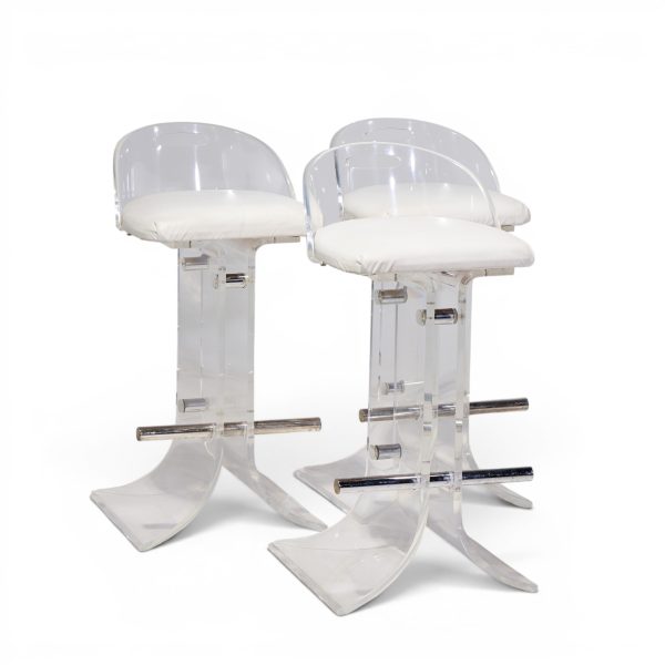 charles hollis jones for hill manufacturing mid century lucite barstools - set of 3