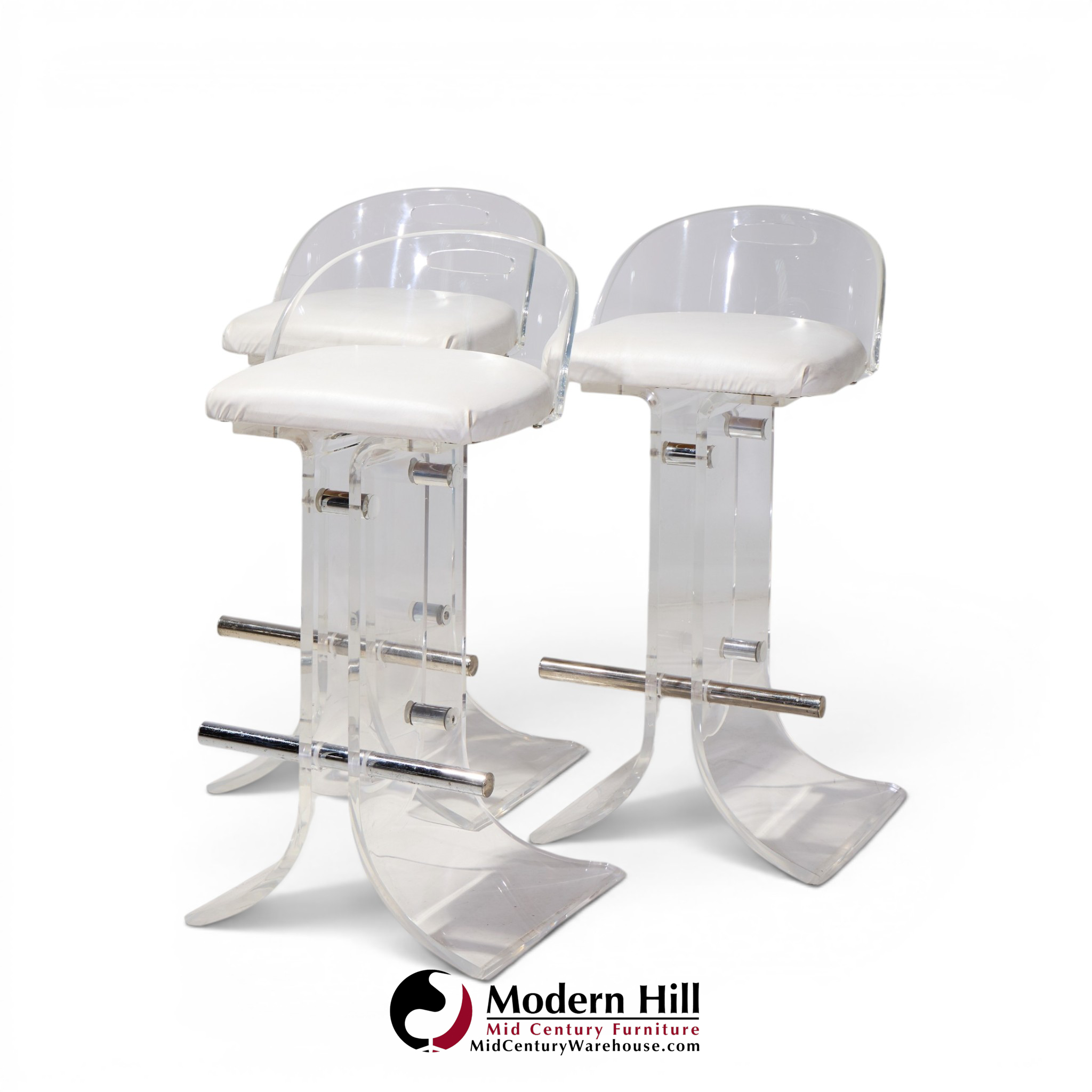 charles hollis jones for hill manufacturing mid century lucite barstools - set of 3
