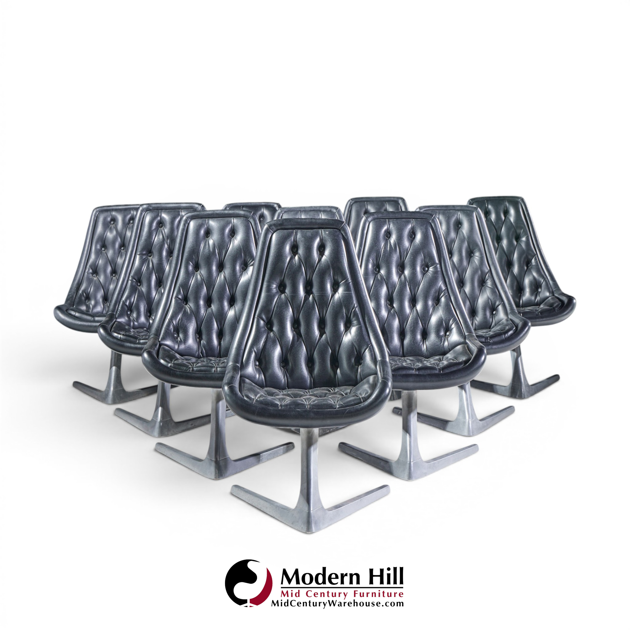 chromcraft star trek mid century chairs - set of 10
