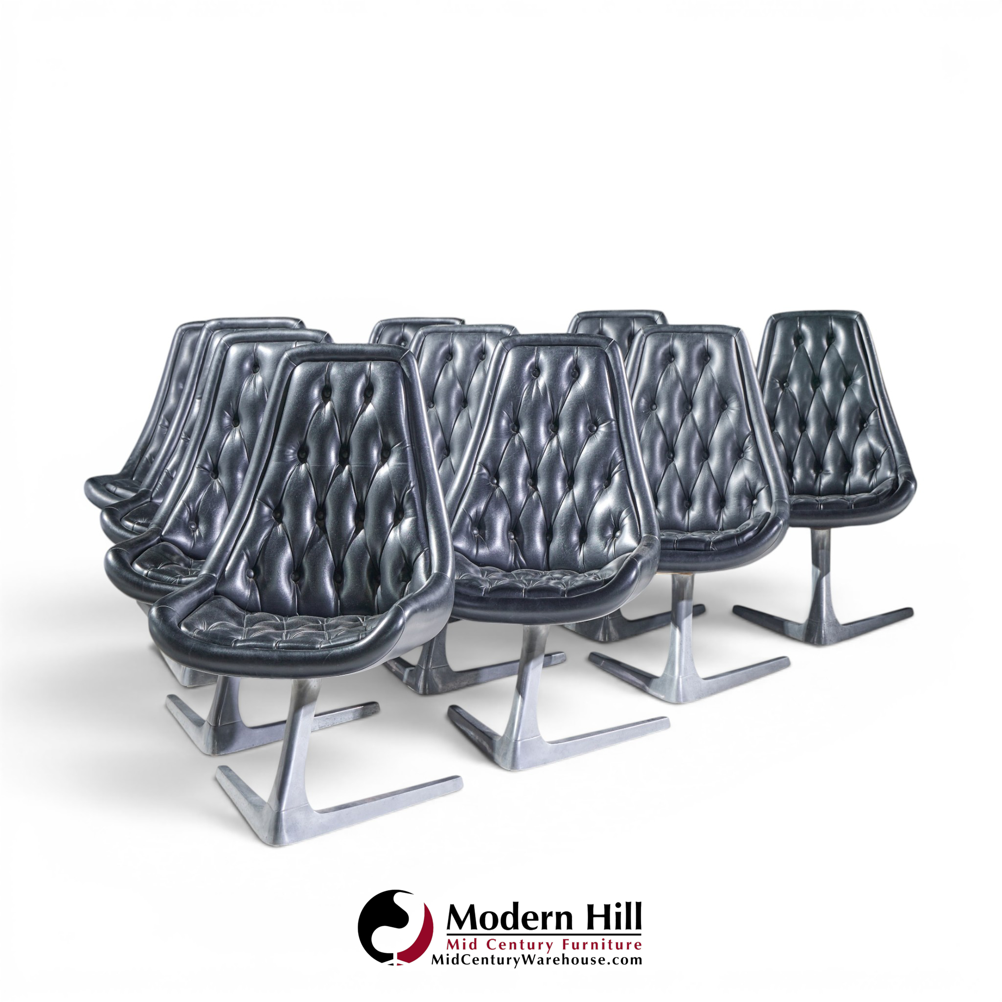 chromcraft star trek mid century chairs - set of 10