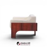 claudio salocchi for sormani mid century rosewood and bouclé settee sofa