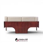 claudio salocchi for sormani mid century rosewood and bouclé settee sofa