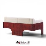 claudio salocchi for sormani mid century rosewood and bouclé settee sofa