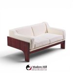 claudio salocchi for sormani mid century rosewood and bouclé settee sofa