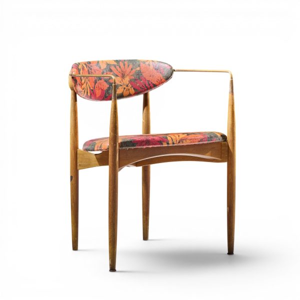 dan johnson for selig viscount mid century brass and walnut chair