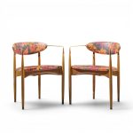 dan johnson for selig viscount mid century brass and walnut chair