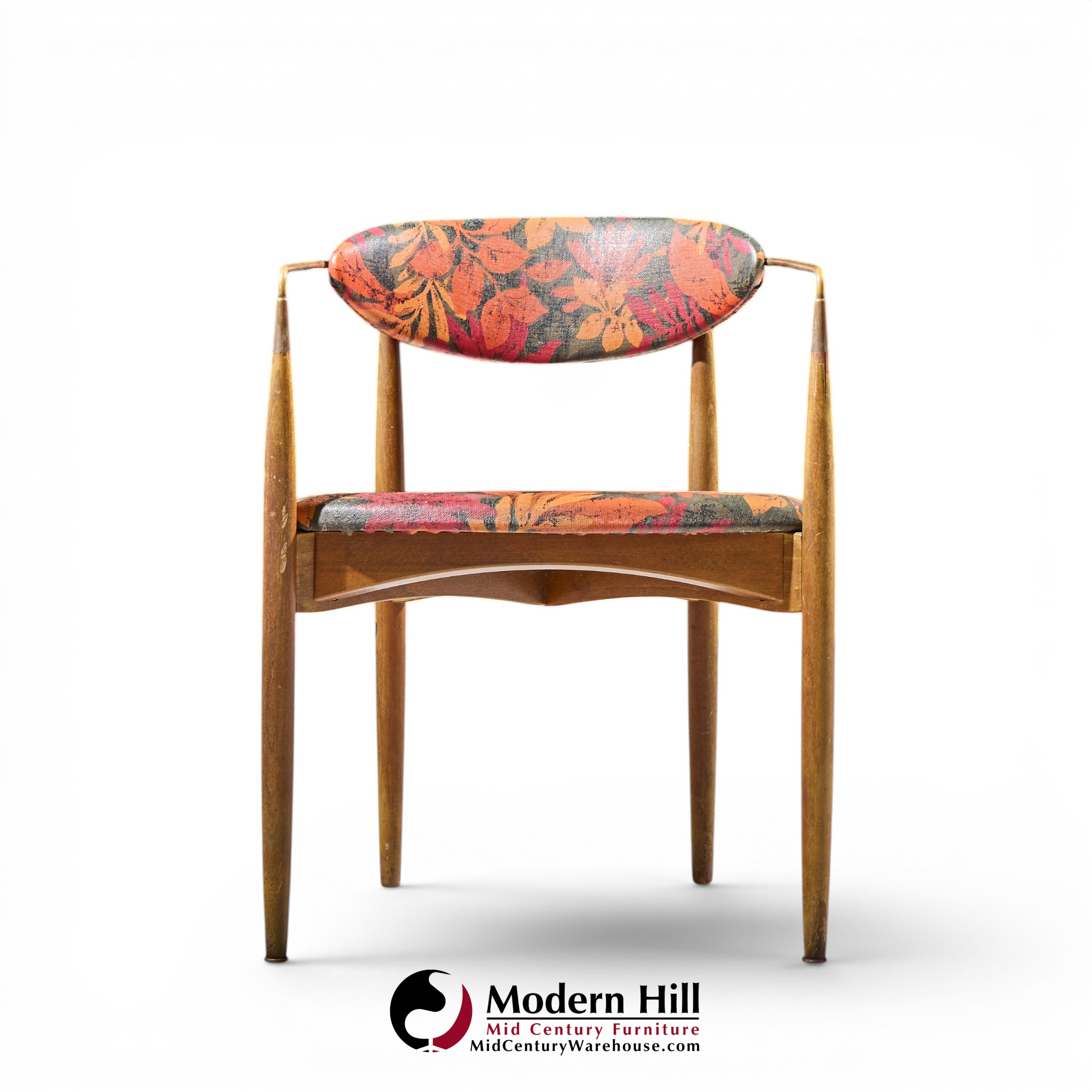 dan johnson for selig viscount mid century brass and walnut chair