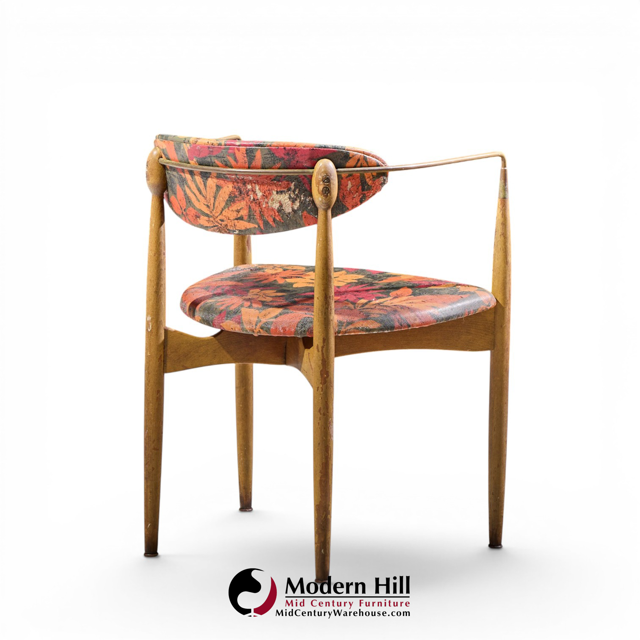 dan johnson for selig viscount mid century brass and walnut chair