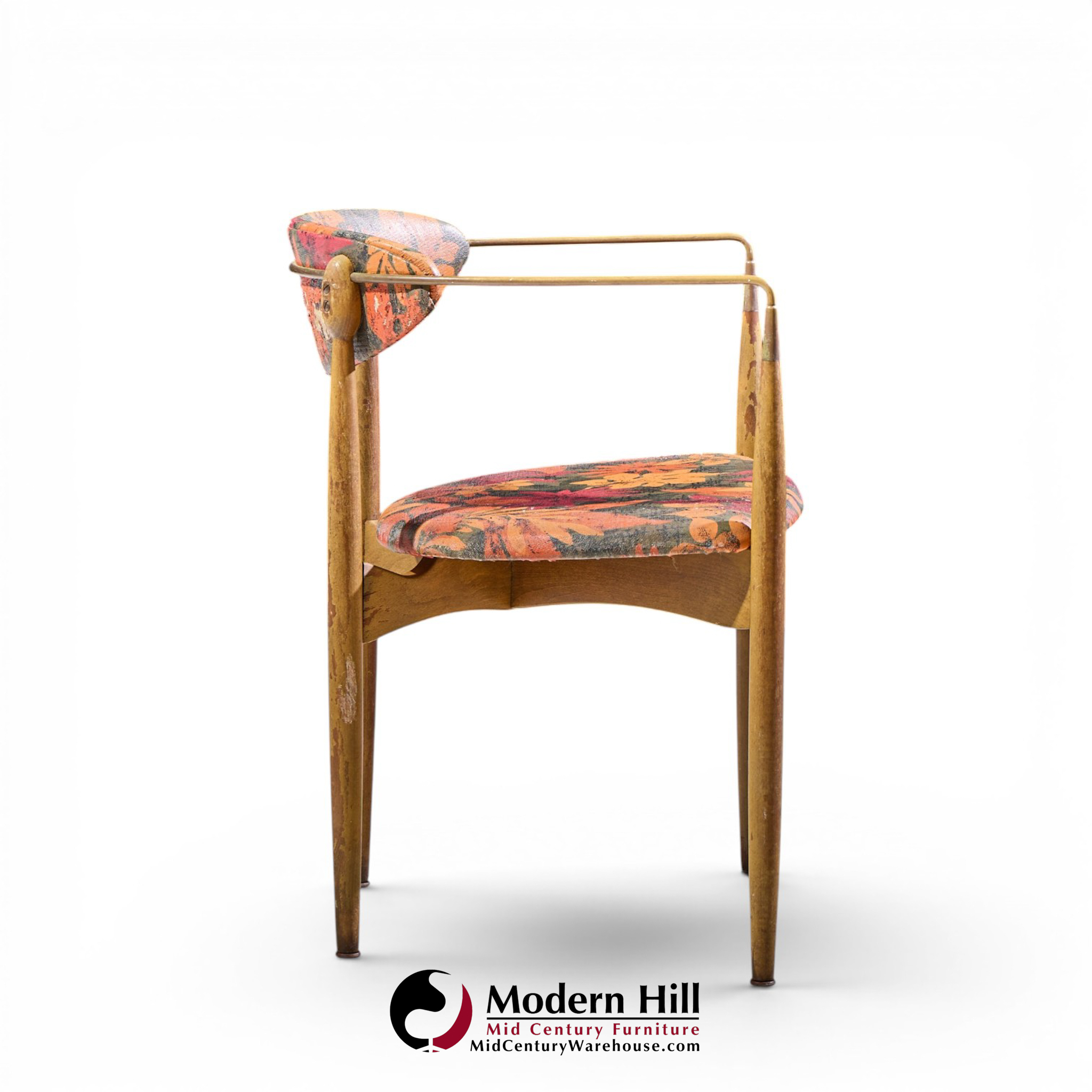dan johnson for selig viscount mid century brass and walnut chair