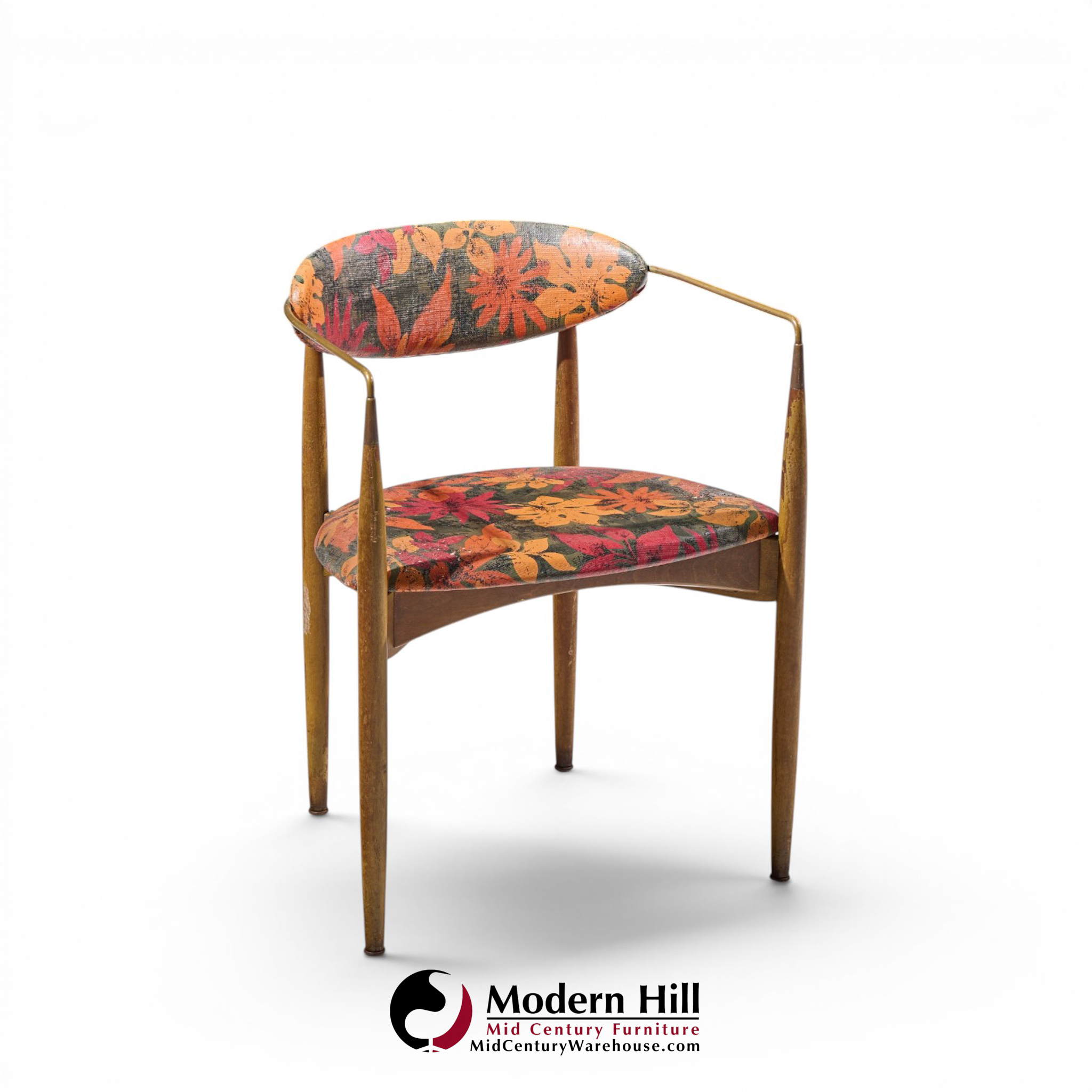 dan johnson for selig viscount mid century brass and walnut chair