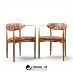 dan johnson for selig viscount mid century brass and walnut chair