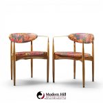 dan johnson for selig viscount mid century brass and walnut chair