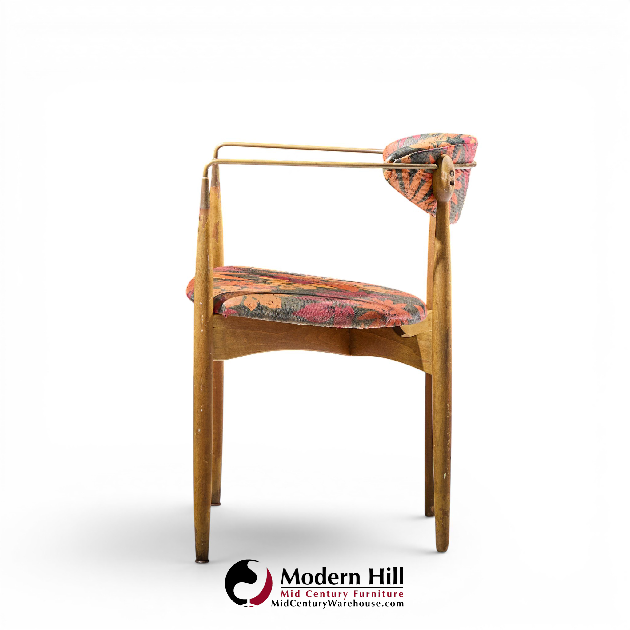 dan johnson for selig viscount mid century brass and walnut chair