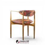 dan johnson for selig viscount mid century brass and walnut chair