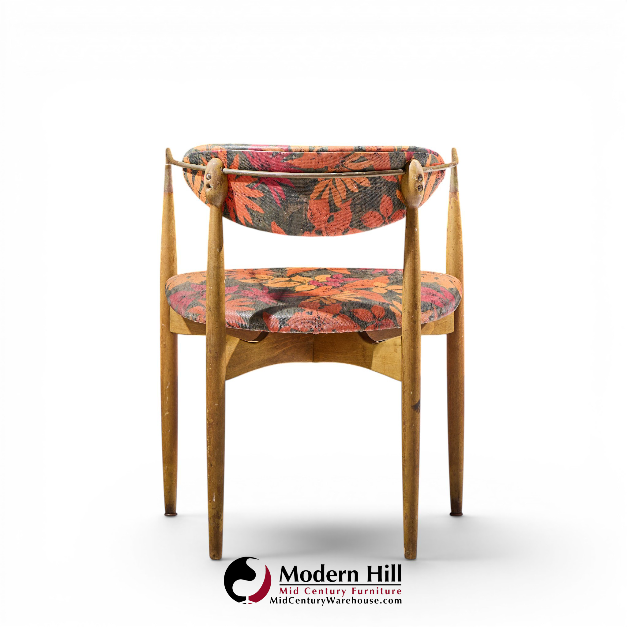 dan johnson for selig viscount mid century brass and walnut chair