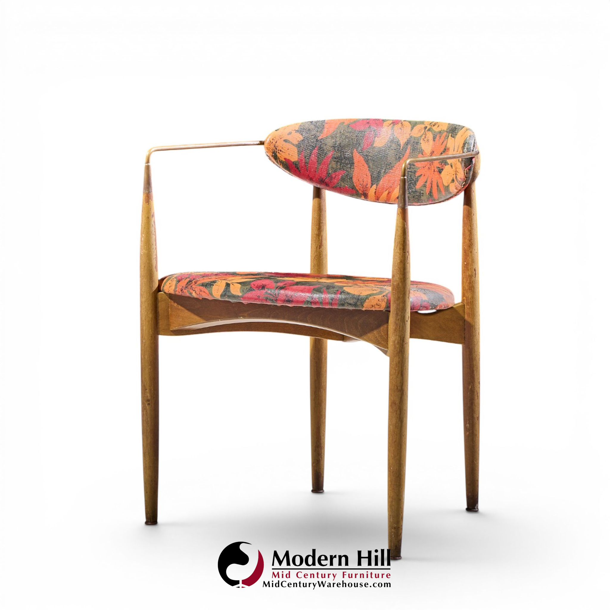 dan johnson for selig viscount mid century brass and walnut chair
