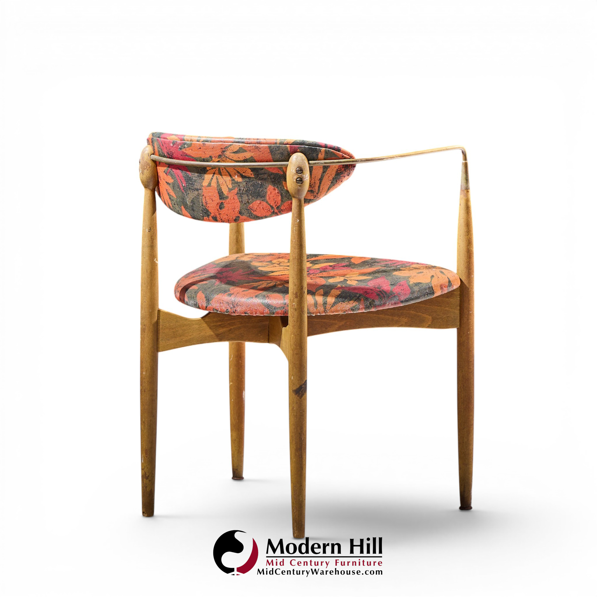 dan johnson for selig viscount mid century brass and walnut chair