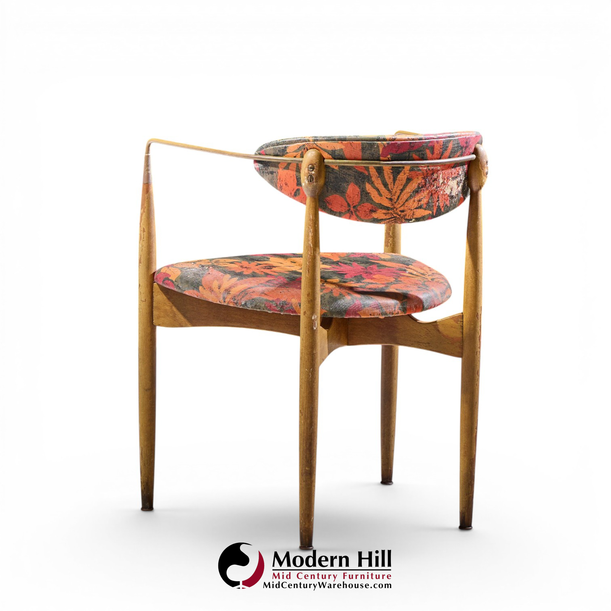dan johnson for selig viscount mid century brass and walnut chair