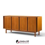 dillingham mid century walnut and cane sideboard credenza and hutch