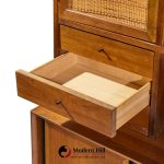 dillingham mid century walnut and cane sideboard credenza and hutch
