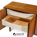 dillingham mid century walnut and cane sideboard credenza and hutch