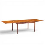 dux mid century swedish teak flip top expanding dining table