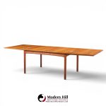 dux mid century swedish teak flip top expanding dining table