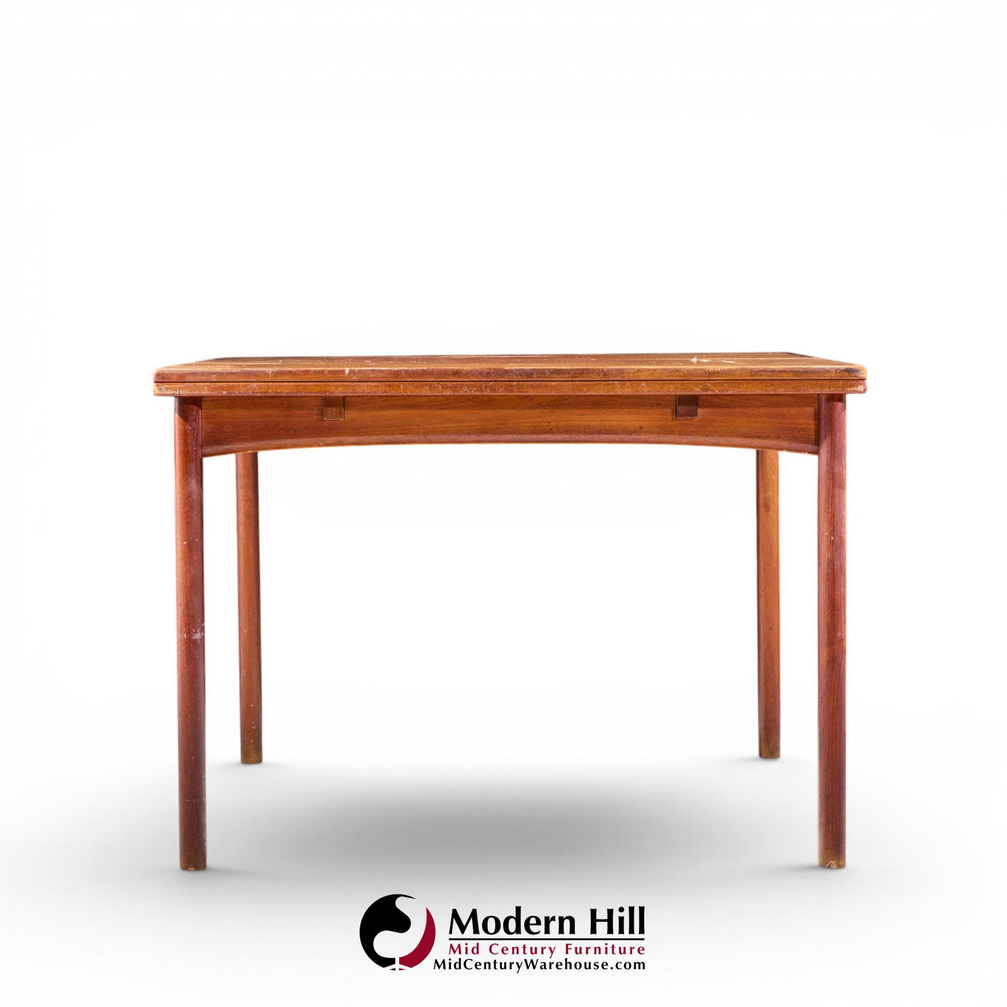 dux mid century swedish teak flip top expanding dining table