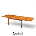 dux mid century swedish teak flip top expanding dining table