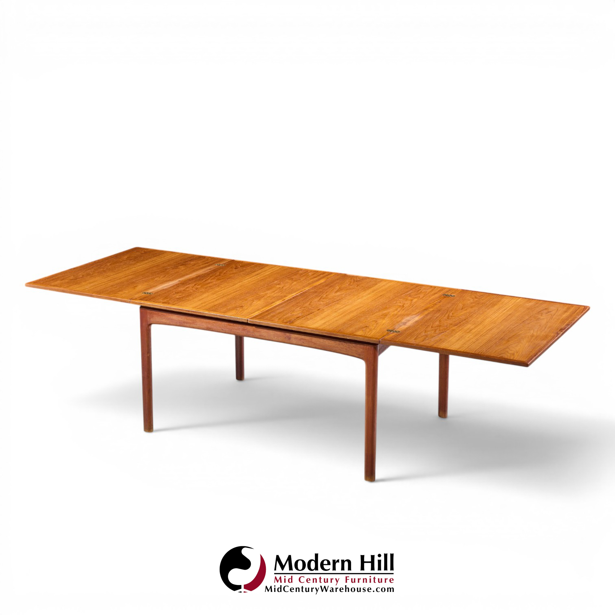 dux mid century swedish teak flip top expanding dining table