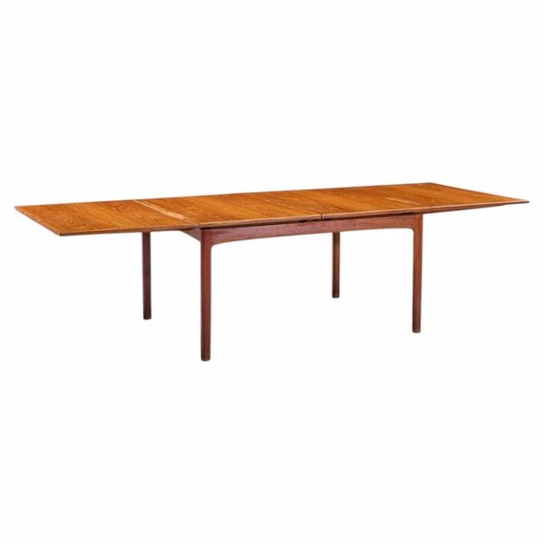 dux mid century swedish teak flip top expanding dining table