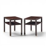 edward wormley for dunbar mid century mahogany and brass side end tables - pair