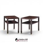 edward wormley for dunbar mid century mahogany and brass side end tables - pair