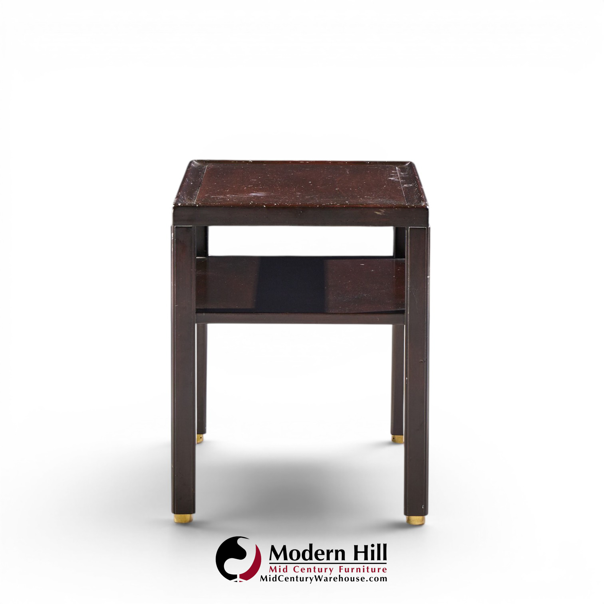 edward wormley for dunbar mid century mahogany and brass side end tables - pair