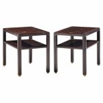 edward wormley for dunbar mid century mahogany and brass side end tables - pair