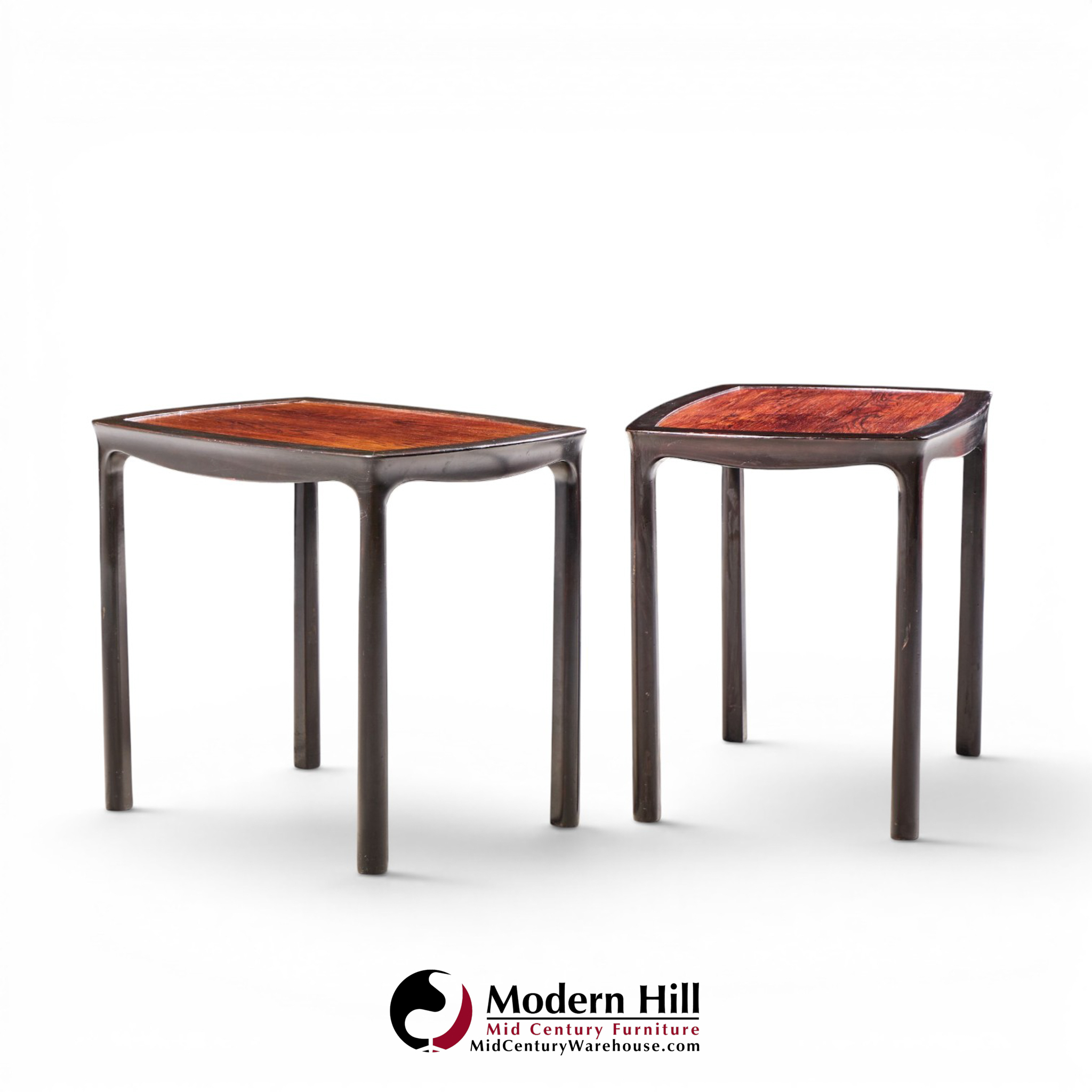 edward wormley for dunbar mid century rosewood side end tables - pair