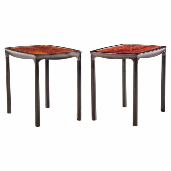 edward wormley for dunbar mid century rosewood side end tables - pair
