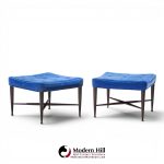 edward wormley for dunbar model 5002 mid century thebes mahogany stools - pair